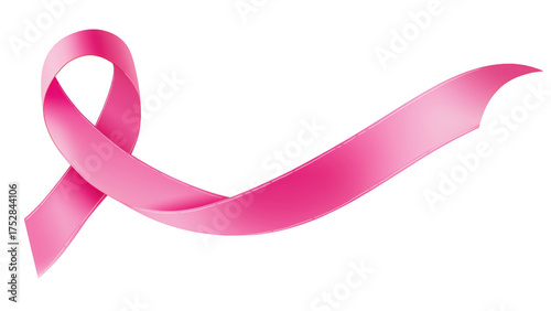 Pink ribbon for breast cancer support, created with AI, PNG