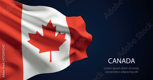 Canada national flag with elegant folds on dark background