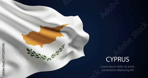 Cyprus national flag with elegant folds on dark background