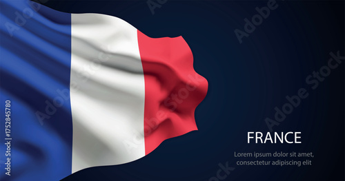 France national flag with elegant folds on dark background