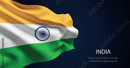 India national flag with elegant folds on dark background