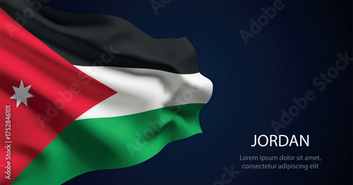 Jordan national flag with elegant folds on dark background