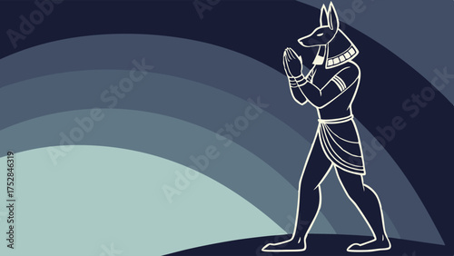 Ancient Egyptian Jackal God Guardian Illustration for Mythology History and Spiritual Web Design
