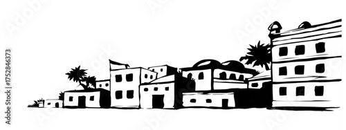 Ancient Arabic city. Vector drawing