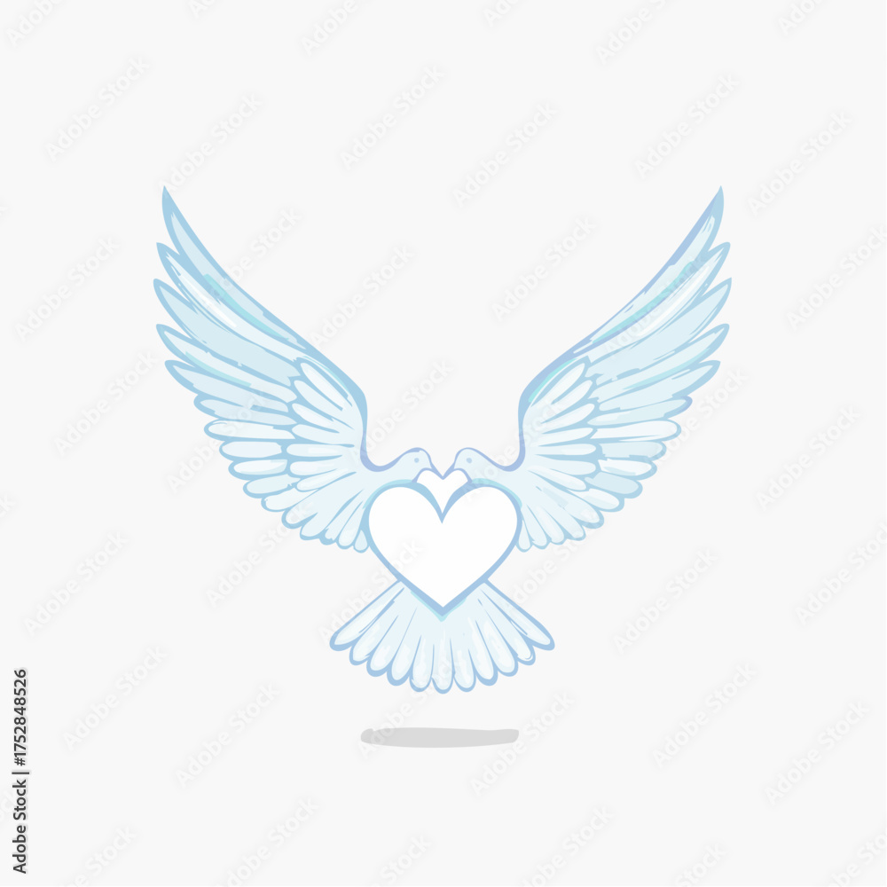Fototapeta premium Two Doves Forming Heart Shape Symbolizing Love.