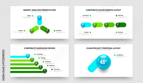Marketing Analysis 3 4 5 1 Step Chart Frame Template Bundle. Minimal Planning Three Four Five One Element Infographic Presentation Design Vector Illustration Set.