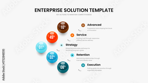 Marketing Launch 5 Step Graph Slide Template. Minimal Innovation Five Element Diagram Frame Design. Colorful Portfolio Slideshow Layout Vector Illustration.