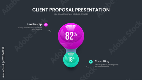 Sales Profile 2 Element Diagram Frame Template. Company Innovation Two Option Graph Slideshow Layout. Medical Solution Slide Design Vector Illustration.
