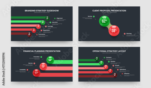 Creative Analysis Five Two Three Element Graph Presentation Layout Vector Illustration Bundle. Visual Solution 5 2 3 Option Diagram Frame Design Collection.