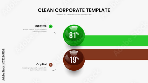 Consulting Solution Frame Layout Vector Illustration. Clean Showcase Two Element Diagram Presentation Design. Simple Portfolio 2 Step Chart Slideshow Template.