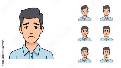 Sad Man Avatar Expressing Distress Through Digital Portraiture