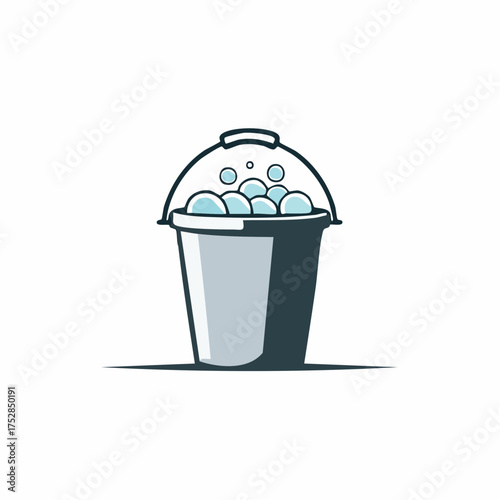 Vector Illustration of a Bucket Filled with Bubbles.