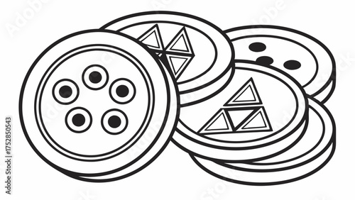 Business Strategy Tokens for Decision Making. Monochrome Line Art Game Pieces for Project Planning and Problem Solving