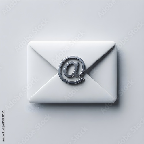 White envelope with an at symbol, representing email and digital correspondence