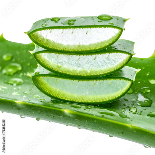 Wallpaper Mural Freshly cut aloe vera leaves with clear gel stacked atop, droplets present Torontodigital.ca