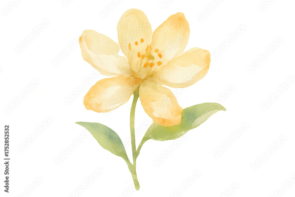 Obraz premium Yellow watercolor jasmine flower illustrating elegant nature and floral beauty, transparent background