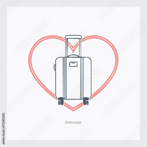 Vector Illustration of a Suitcase with Heart Symbol.