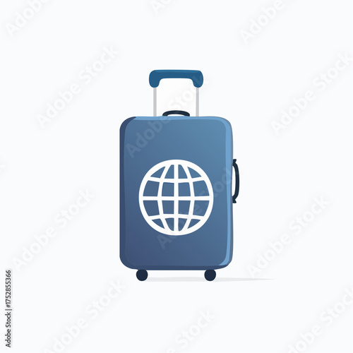Vector Illustration of a Travel Suitcase with Globe Design.