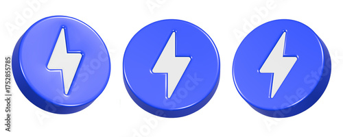 Free Download 3d rendering of thunder bolt icon in blue frame  - GFXLoad