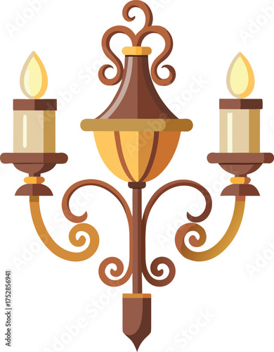 Ornate vintage wall sconce with two candle style electric lights