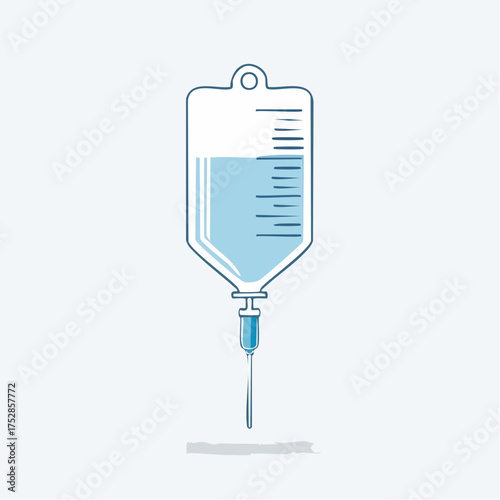 Vector Illustration of Intravenous Drip Bag with Fluid 1.