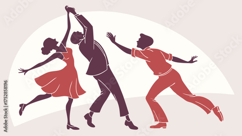 Retro Swing Dancers Celebrating Joyful Energy in Dynamic Movement for Music Festivals Entertainment Lifestyle and Event Promotion