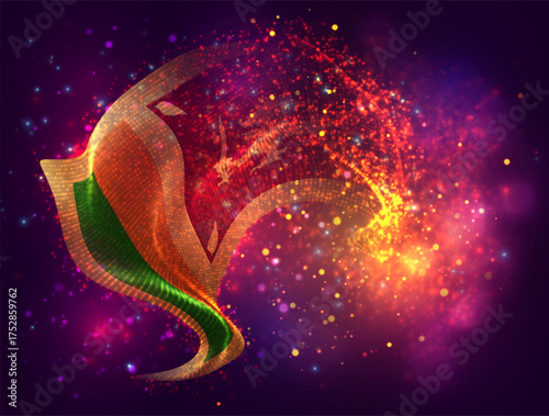 Sri Lanka, vector 3d flag with a splash of paint dots, explosion of colored dots