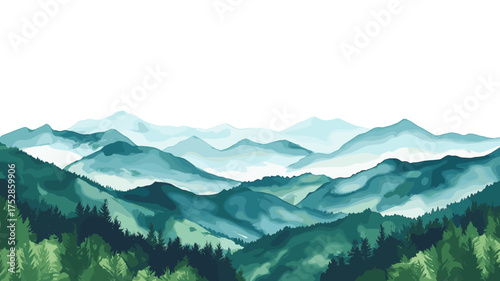 Great Smoky Mountains National Park. Great Smoky Mountains National Park hand drawn watercolor illustration