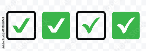green tick mark icon on transparent background. Digital hand drawing check mark vector set. modern green check mark, check mark icon, tick mark, verified symbol, approved, success icon, correct sign. 
