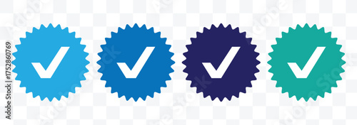 blue Checkmark icon set. check list circle frame. accept sign. check marks for accept, confirmation symbol.