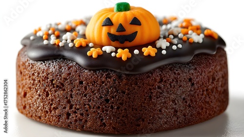 Wallpaper Mural Mini chocolate cake topped with Halloween sprinkles and a small fondant jack-o’-lantern, isolated on white background Torontodigital.ca