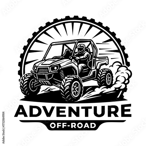 Off-Road UTV Buggy Adventure Emblem Engraving Vector Illustration