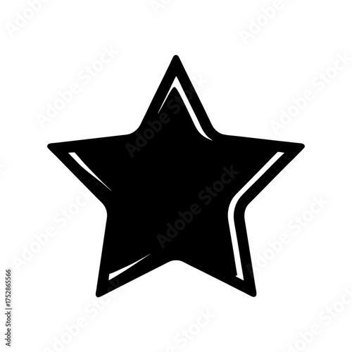 Simple hand drawn black star shape symbol isolated graphic design element for award recognition or decoration
