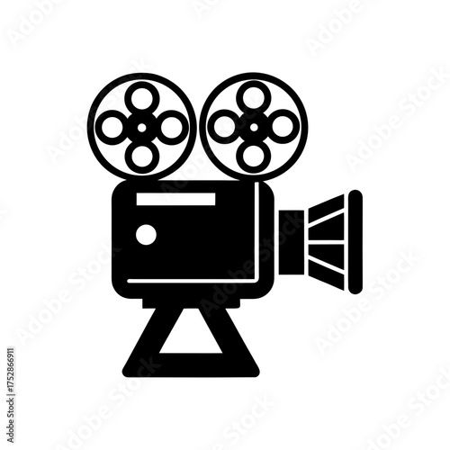Illustration of an old movie camera silhouette