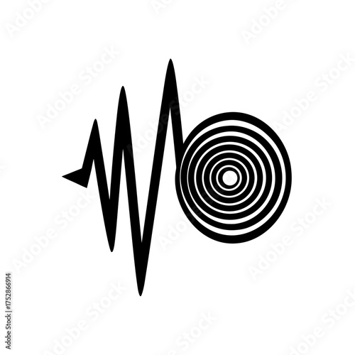 Abstract waveform and circle design silhouette