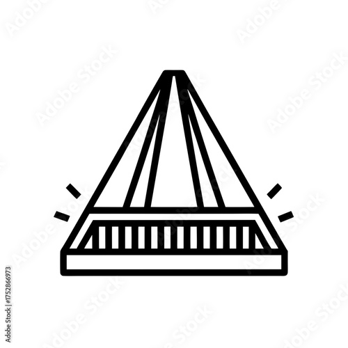 Hanging platform with triangle top silhouette