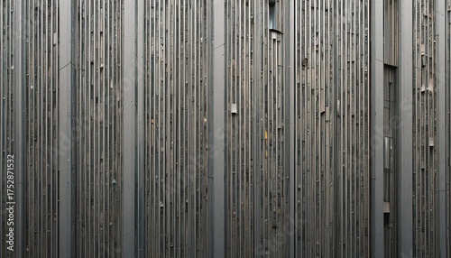 Textured Industrial Metal Wall with Vertical Lines, Showing Wear and Weathering Effects