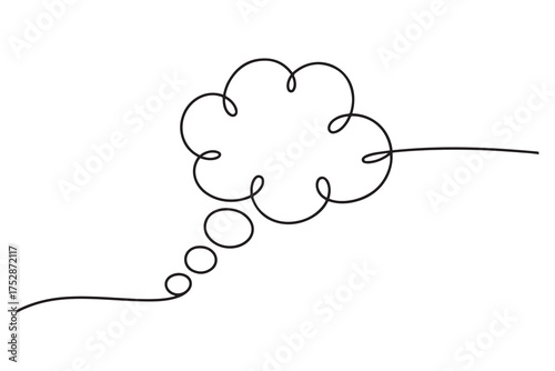 thought bubble doodle. one line Icon drawing with white background