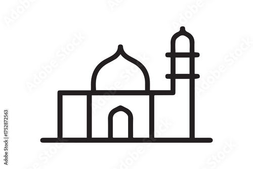 Adhan call, mosque icon. Simple line, outline vector religion icons for ui and ux, website or mobile application. one line Icon drawing with white background