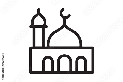 Adhan call, mosque icon. Simple line, outline vector religion icons for ui and ux, website or mobile application. one line Icon drawing with white background