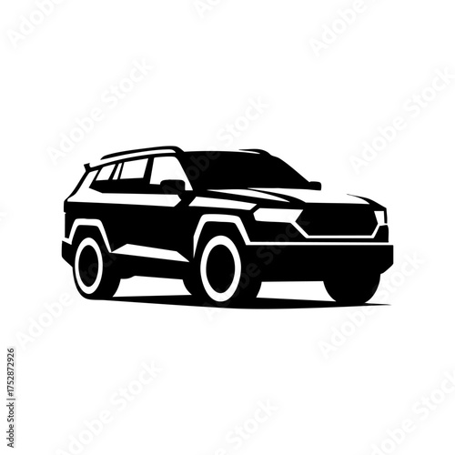 Dynamic SUV Mountain Speed Logo Engraving Vector Illustration