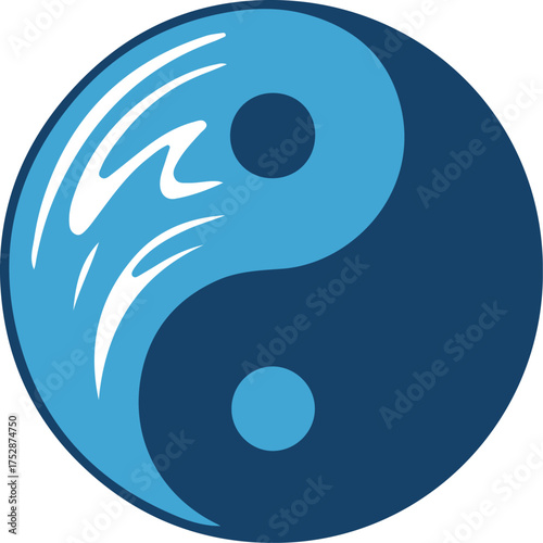 Yin and yang symbol with water isolated on white background is very calming