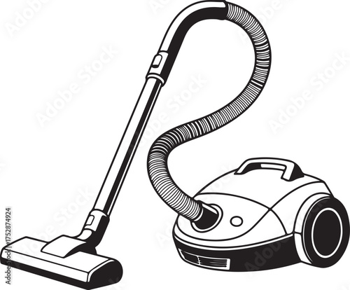 Vacuum Cleaner Illustration Vector for House Cleaning, Appliance Repair, and Janitorial Services Exactly 130 Characters for Stock Illustrations