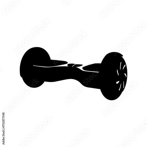 Futuristic hoverboard transportation gadget silhouette isolated for modern technology concepts and innovation