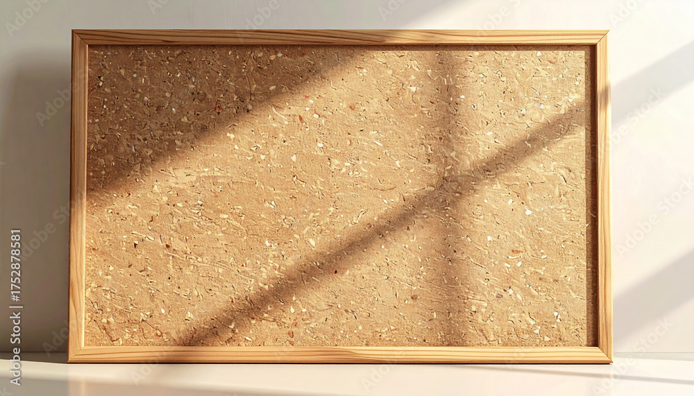 Fototapeta premium Empty corkboard with wooden frame, clean background, perfect mock-up for notes