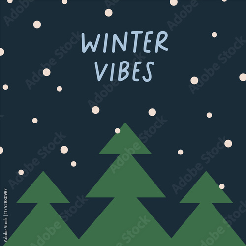 Christmas and New Year, greeting card design. Festive square postcard with fi...