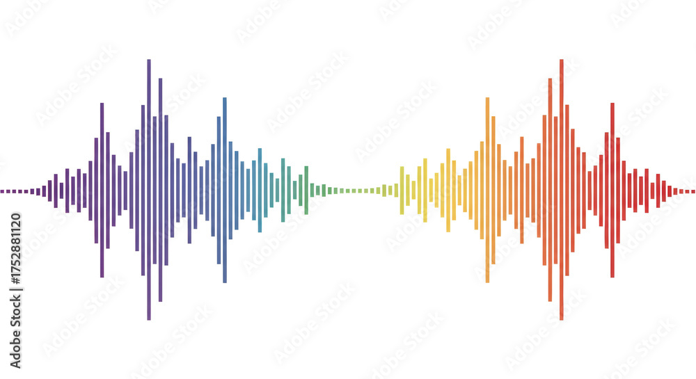 Obraz premium Colorful sound wave visualization for music production, dynamic audio spectrum analysis perfect for podcasts and streaming media projects