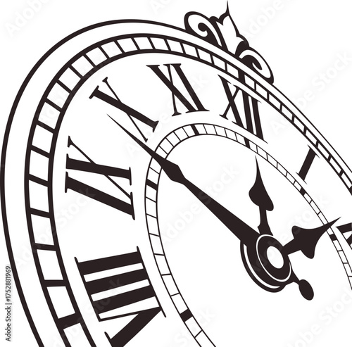 Antique pocket watch with roman numerals detailed timepiece for elegant designs isolated on transparent background
