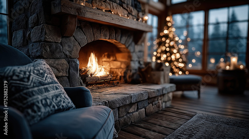 A warm living room interior...