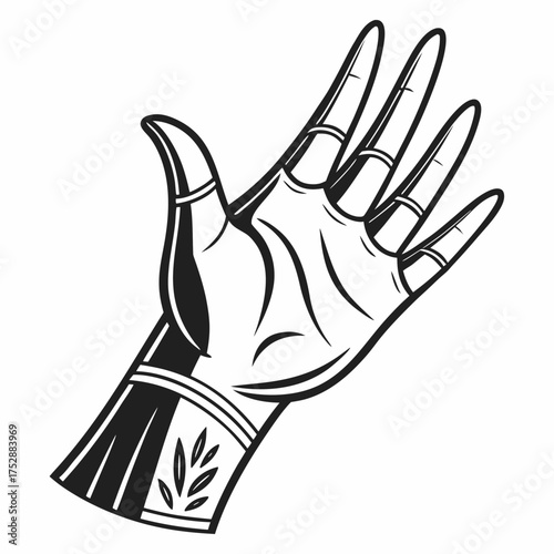 Mystical hand with rings and ornamentation showing open palm symbolizing fortune isolated on transparent background